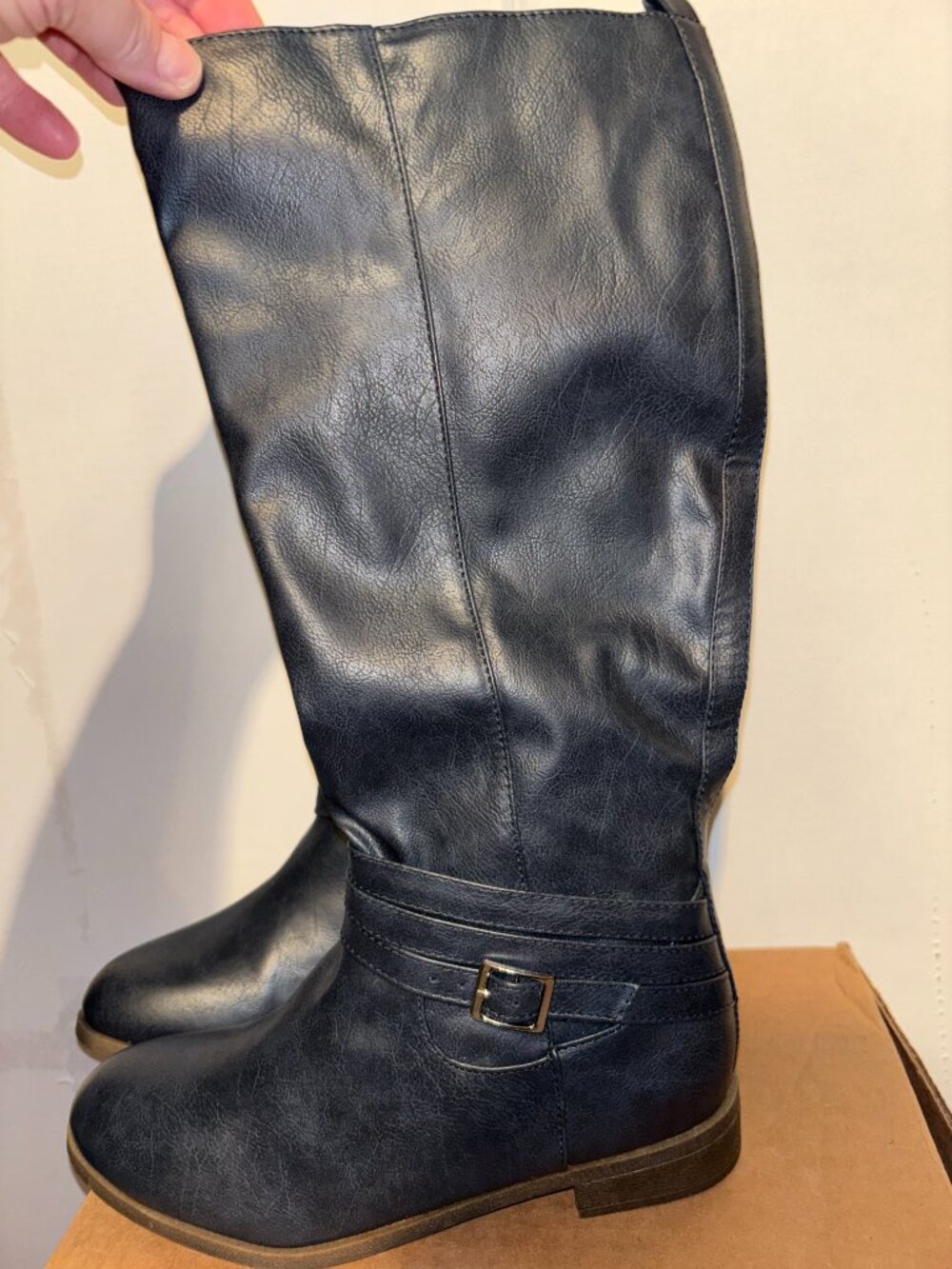 Journee Collection 'Ivie' Women's Knee-High Riding Boots – Navy, Size 7 (NIB) - Picture 6 of 12
